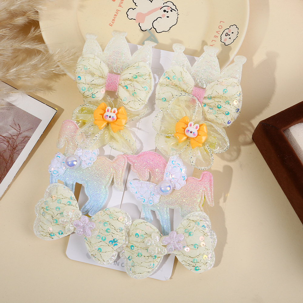 Niños arco flores pinzas de cabello para bebés tela encaje pinzas de frange princesa no lastimar pinzas de cabello