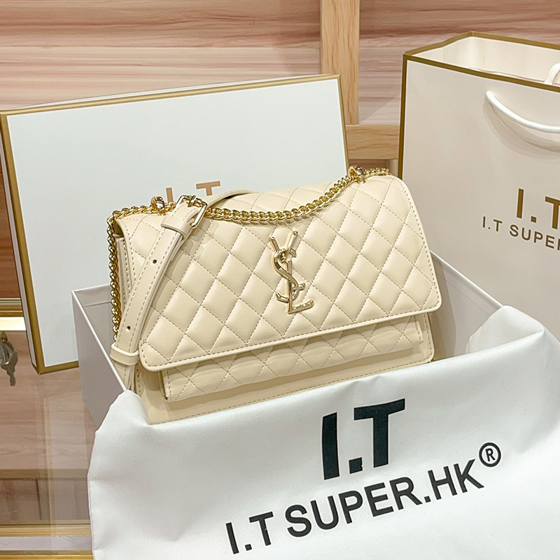 Luxury Genuine Leather Women's Handbag 2025 New Arrival Quilted Chain Crossbody Bag Fashion Versatile Small Square Bag - Thumbnail 4