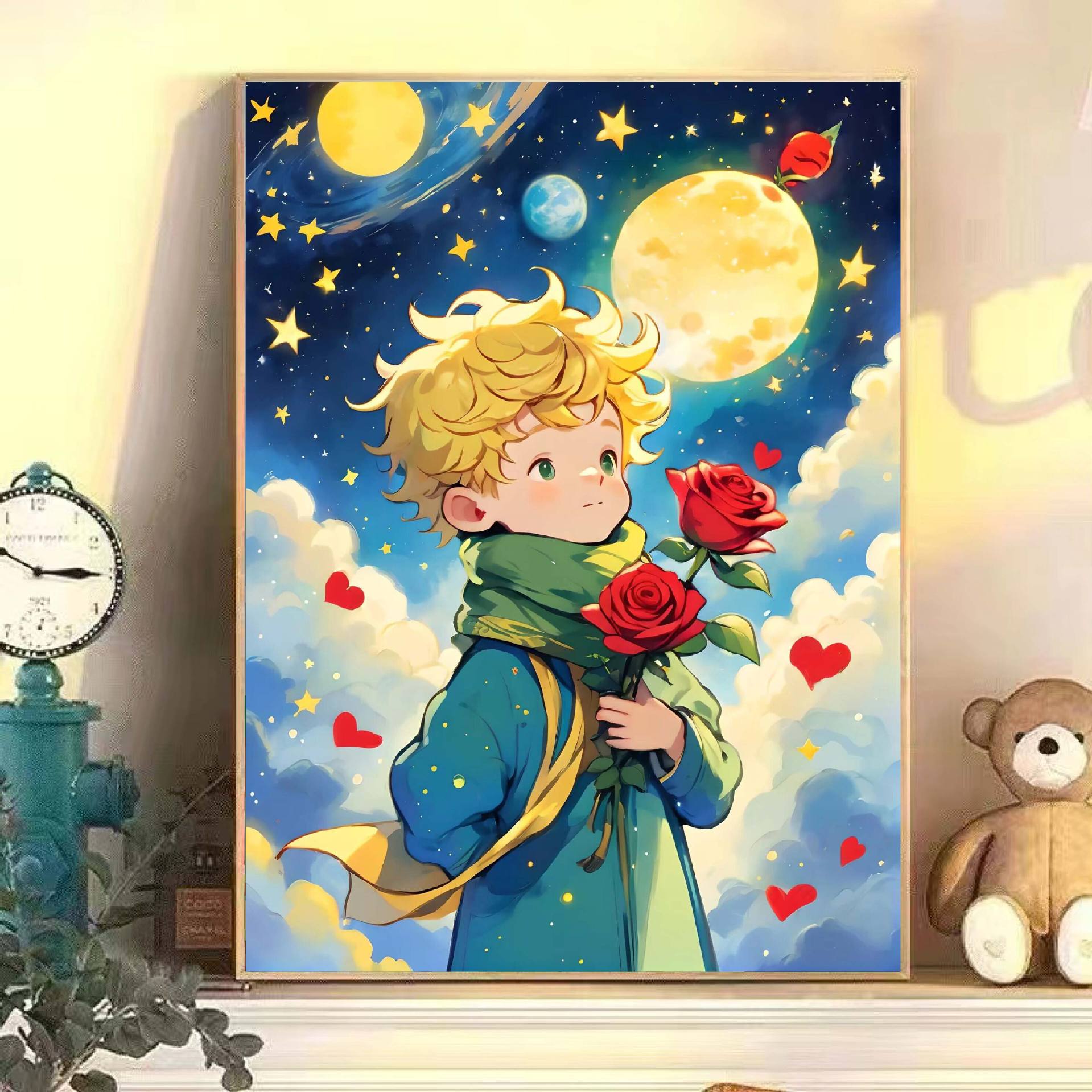 DIY pintura al óleo digital El pequeño príncipe estrella curar dibujos animados pintura al óleo acrílico hecha a mano pintura decorativa moderna