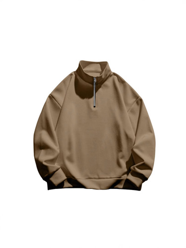 2025 Spring and Autumn Stand Collar Hooded Men's Sweatshirt Loose Casual Set American Half Zip Design Sweatshirt