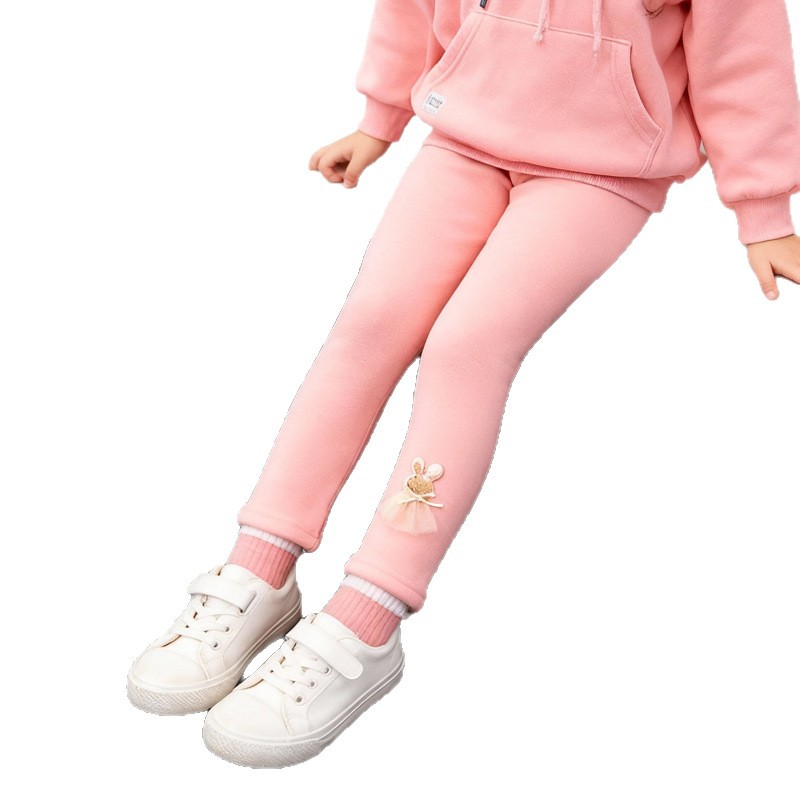 Autumn and Winter Girls' Leggings with Fleece Lining, Quality 95% Cotton, Ultra-Soft Fleece, Winter Children's Clothing Pants, Long Pants, High Demand