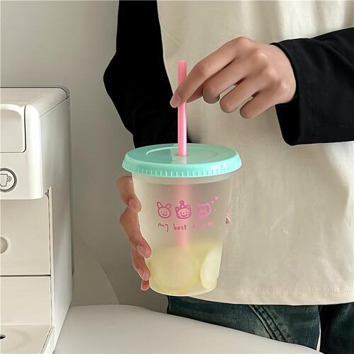 original design!  Cute straw cup plastic water cup large capacity coffee cup portable girly heart cup