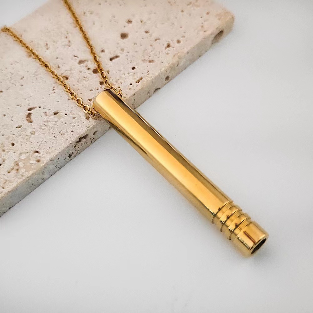 Cylinder Whistle Pendant Necklace In Titanium Steel For Men_voghion.com