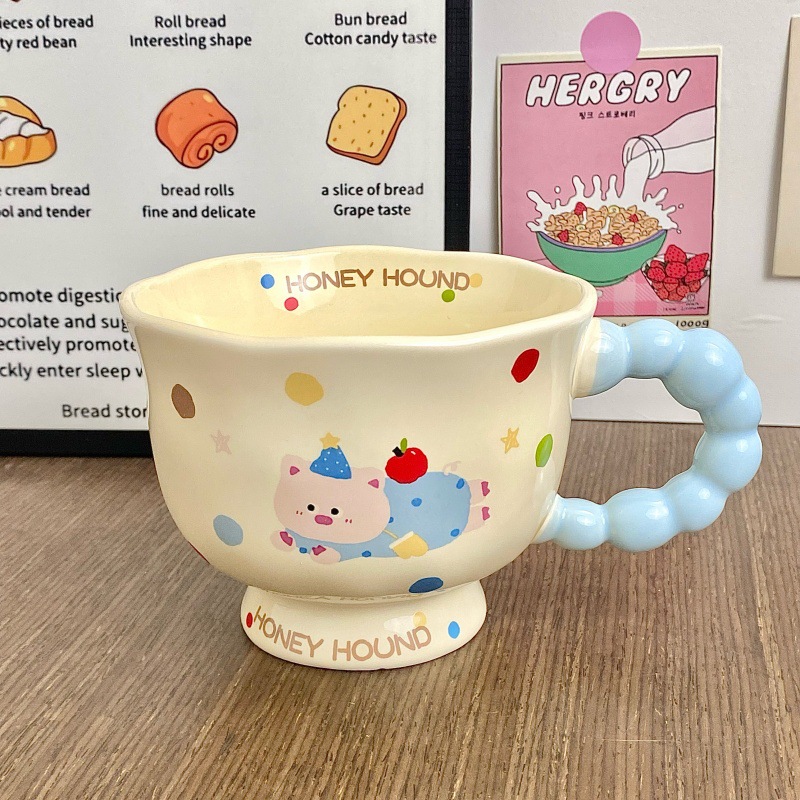 Cute perro de cerámica taza de agua de pareja de chicas taza de oficina taza de café regalo de cumpleaños taza de cerámica