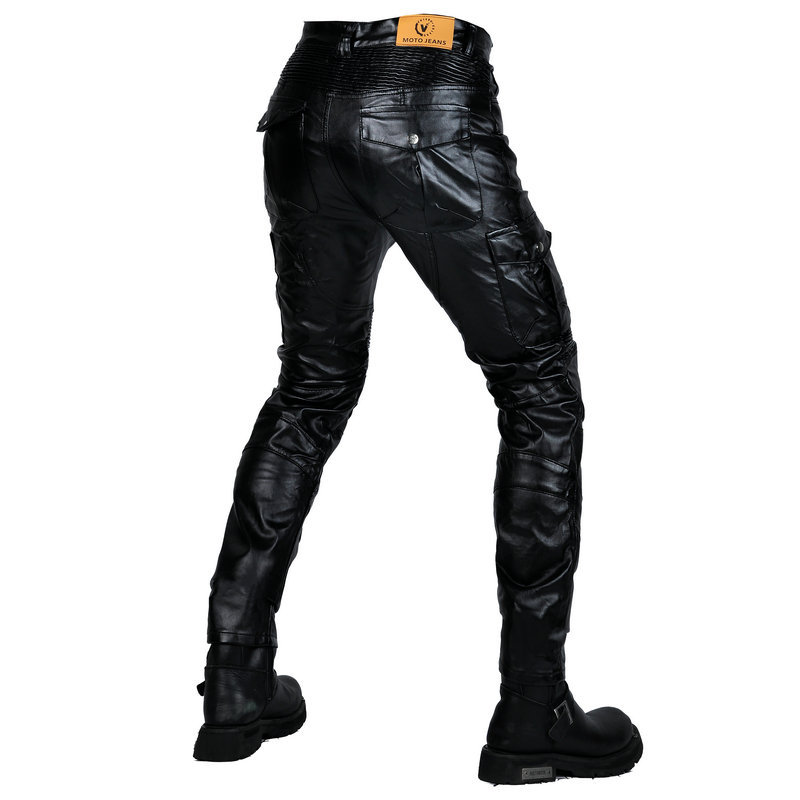 VOLERO pantalones de montar en motocicleta multi-bolsa ropa de trabajo vintage pantalones anti-caída a prueba de viento pantalones impermeables pantalones de cuero para hombres y mujeres