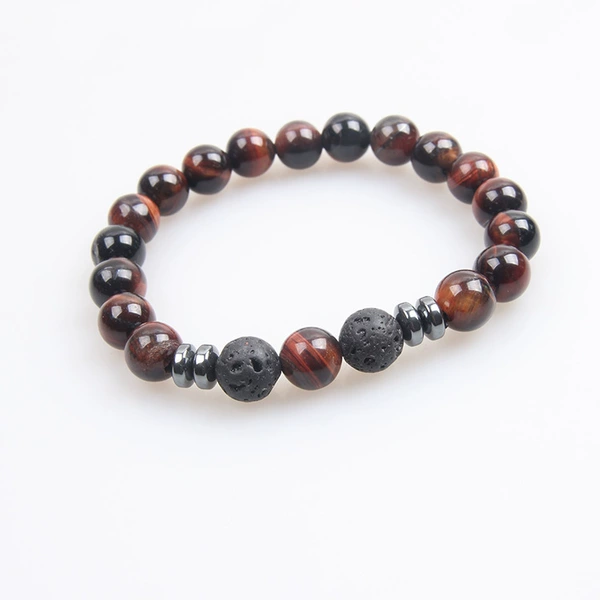 Red tiger eye stone with volcanic stone bracelet 8mm