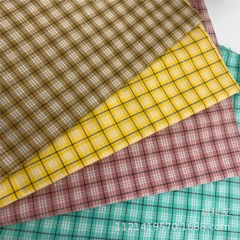 现货供应全棉色织格子布 春夏新款衬衫面料 纯棉童装裙装格子面料
