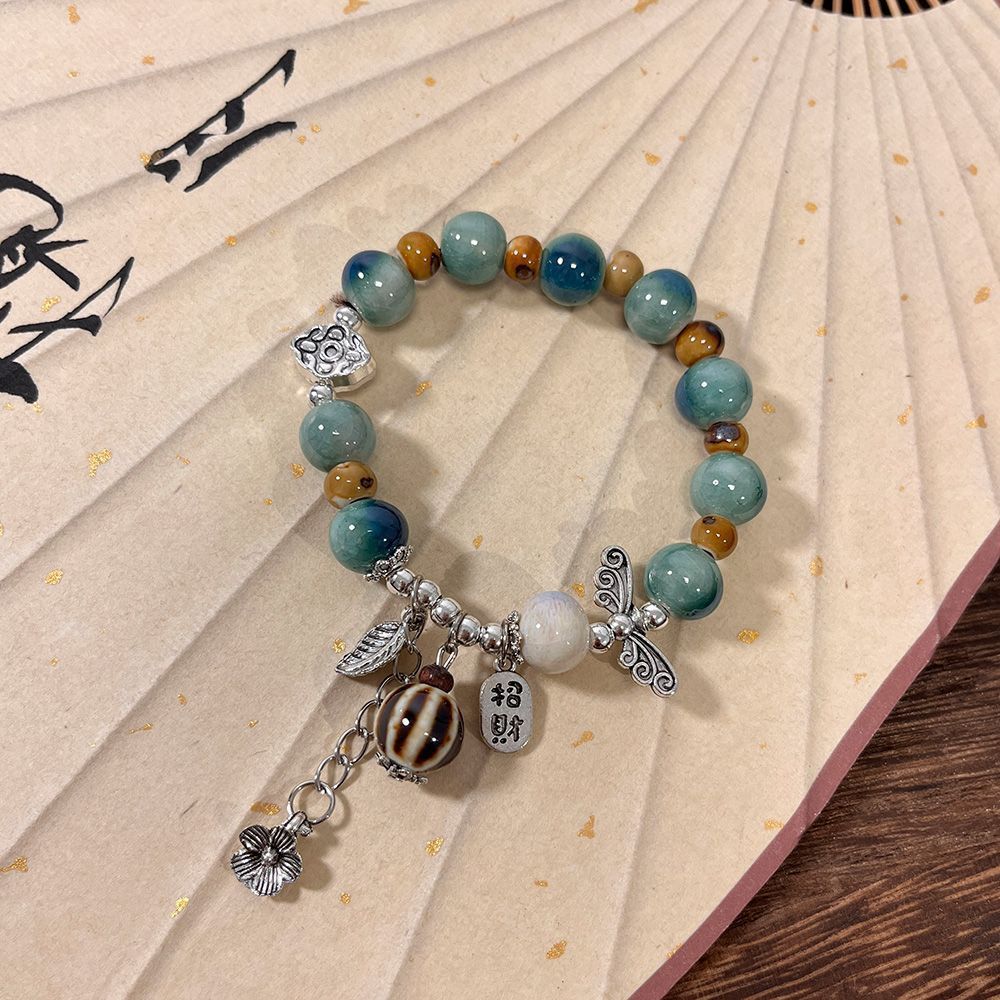 Bracciale con perline in ceramica jingdezhen stile cinese donna_voghion.com