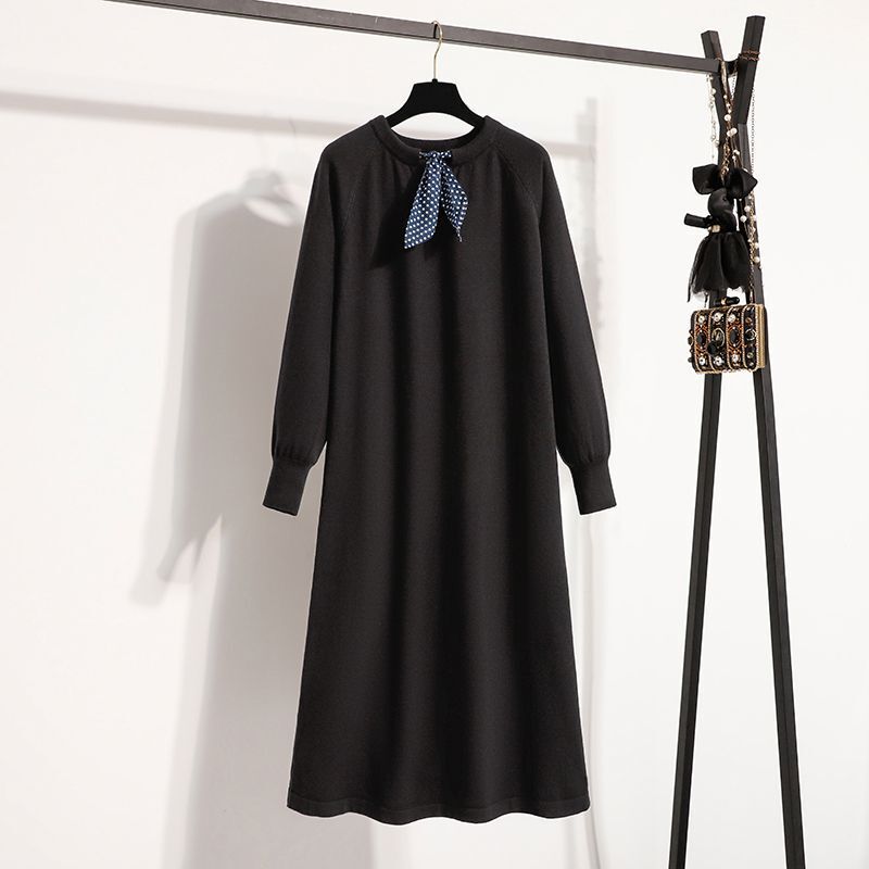 Autumn and Winter Polka Dot Tie-Dye Knit Dress Plus Size Women's Mid-Length Dress That Covers the Body and Makes You Look Slimmer, Paired with a Coat Autumn and Winter Polka Dot Tie-Dye Knit Dress Plus Size Women's Mid-Length Dress That Covers the Body and Makes You Look Slimmer, Paired with a Coat