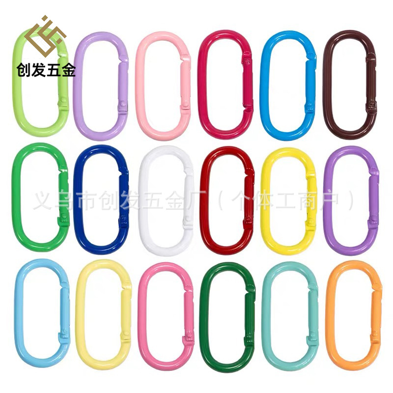 DIY Jewelry Accessories Round Track Paint Colorful Carabiner Spring Buckle Climbing Buckle Key Chain Pendant Hook