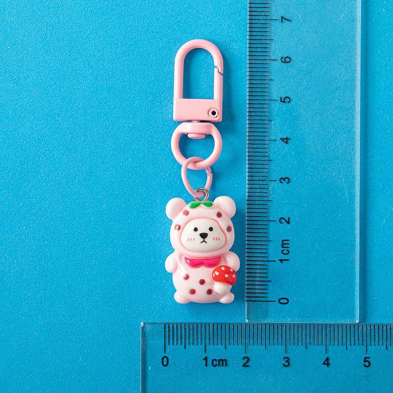 Caricatura hongos osos llavero dulce colgante mochila de estudiantes colgante resina adorable DIY joyas pequeños regalos