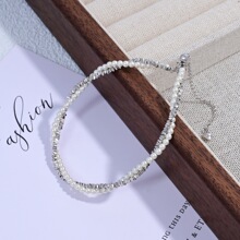 S925纯银碎银珍珠缠绕手链女法式双层叠戴手串新款轻奢高级感S006