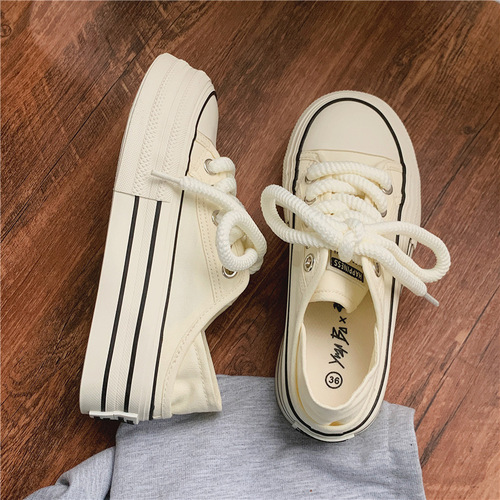Thick-soled foot-stepping half-cup canvas shoes for women taro purple Korean style casual low-top women's shoes  summer breathable casual shoes