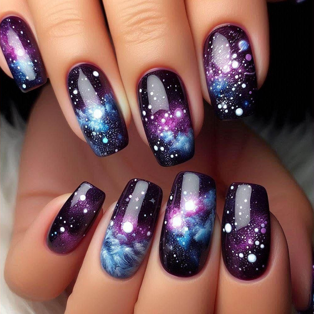 Cosmos estrella comercio exterior manicura parche de uñas nebulosa gradiente parche de uñas al por mayor venta cruzada en caliente estrella desgaste uñas
