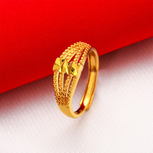 Wholesale imitation gold Vietnamese sand gold ring open gold ring female gold plated female ring live delivery wholesale