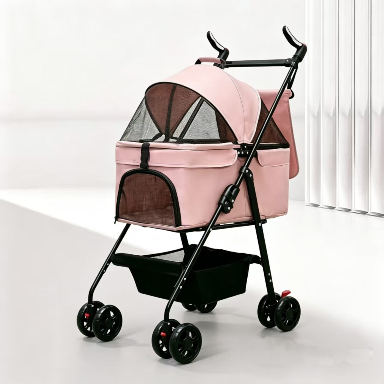 Cochecito Plegable para Mascotas de Metal, Plegable, para Exteriores