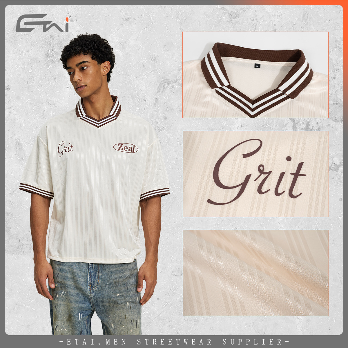 ETAI ropa de moda de verano para hombres polo camiseta de color contrastante camiseta ancha juvenil deportes casuales mangas cortas