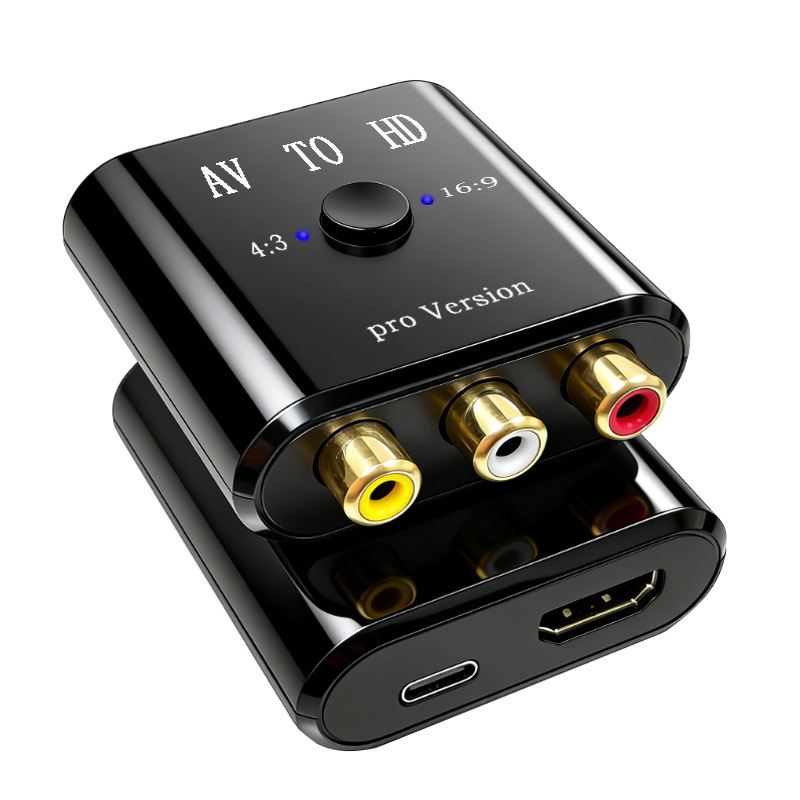 Rca to HDMI Adapter Supports 16:9/4:3 Conversion and 1080P Composite Cvbs Av Audio and Video Conversion