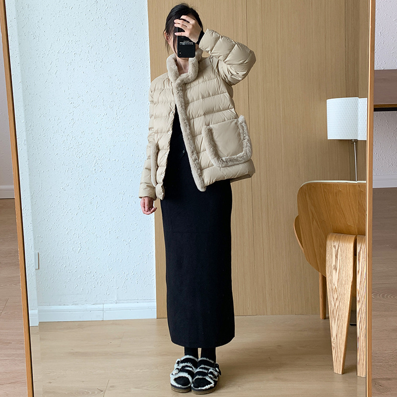 Women's Clothing Seto fur splicing short high end down jacket for women light and thin style atmospheric and elegant new Chinese style new winter_ipsvogv.com