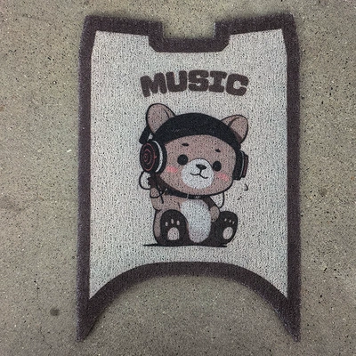 Electric vehicle foot mat – Motorcycle PVC Coil Cartoon Cute - music-bear-no9-a260