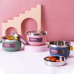 Stainless steel crisper box for students and office workers canteen lunch box can be put into the microwave vacuum portable food grade insulation