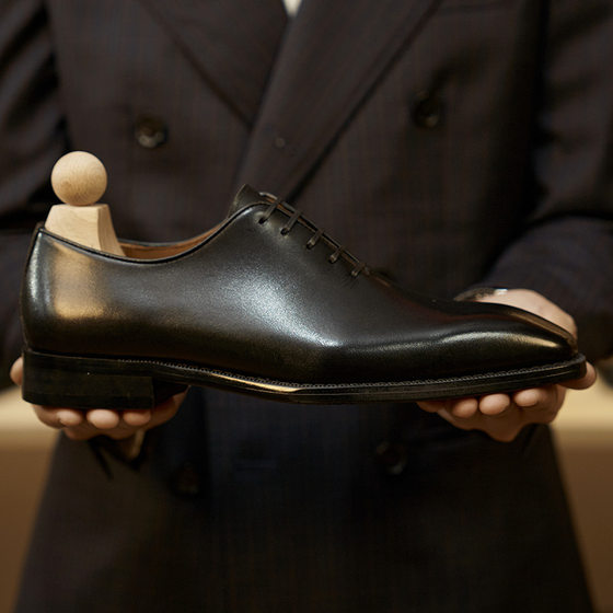 Cross-border business formal leather shoes fashion British one-piece Oxford shoes business casual leather handmade men's shoes