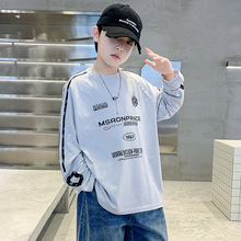 2025新款童装男童春装打底衫上衣大童春秋款多字母潮酷长袖T批发