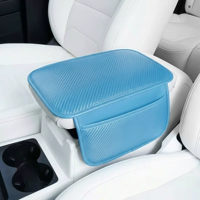Car Accessories, Armrest box pad - sky-blue-pocket-style
