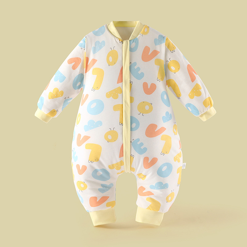 Saco de dormir para bebés recién nacidos Otoño e invierno para niños anti-kick edredón artefacto masculino y femenino bebé acolchado split leg sleeping bag