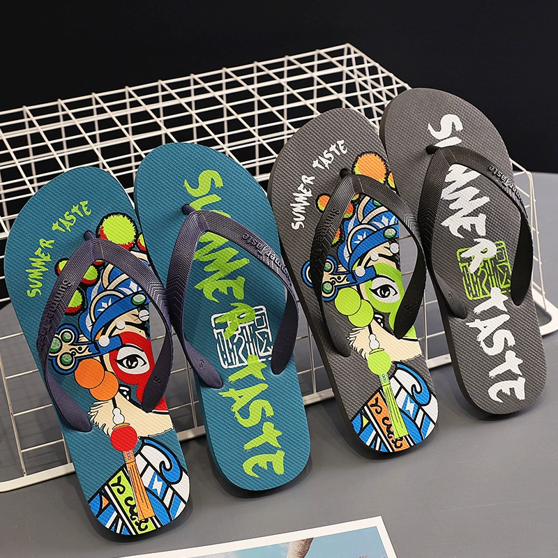Летние национальные модные шлепанцы, мужские тапочки, модная брендовая пляжная обувь, домашняя и верхняя одежда в Корейском стиле, простая плоская подошва, нескользящая износостойкая