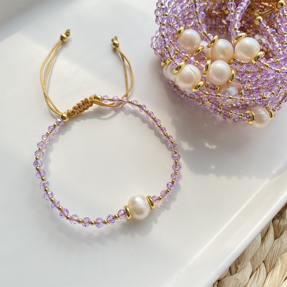 Daily Occasion 1 Piece Fashion Geometric Artificial Crystal Freshwater Pearl Beaded Unisex Bracelets