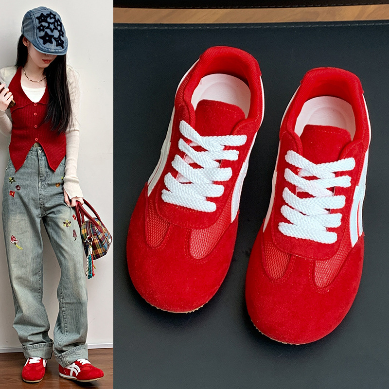 This Year's Popular Moral Training Shoes Casual Sports Shoes for Women 2025 Summer Thin Mesh Breathable Running Red Forrest Gump Shoes