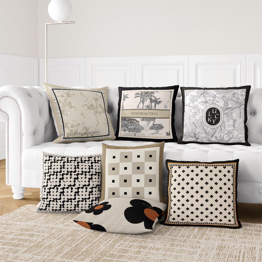 European Classical Pillowcase High-End Gray and Black Accessible Luxury Art Cushion Sofa Car Bedroom Home Decoration Pillowcase