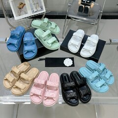 高品质! 本革の底の小さい香りの風の冷たいスリッパの女性の夏菱は特に足の指のマジックテープの平の砂浜のサンダルを着ます。