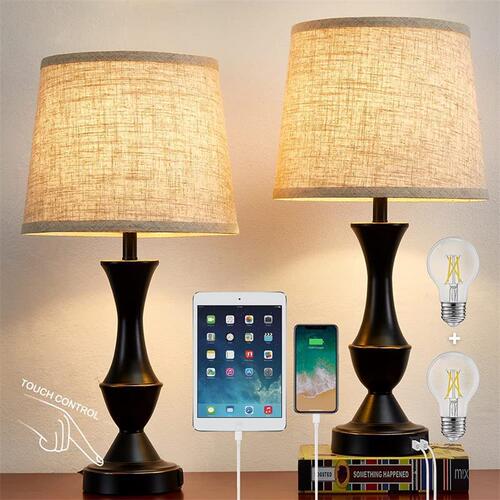 American-style minimalist creative warm decorative cross-border USB charging touch dimmable LED bedroom bedside lamp