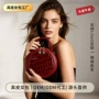 亮面小众复古酒红色女包