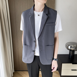 Fashion Elegant New High Sense Suit Vest Men's Simple Sleeveless Vest Harajuku Fashion Art No Brand