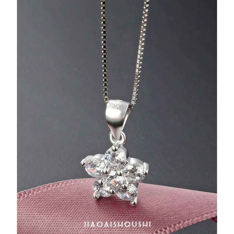 Zirconium, pendant, chain for key bag , small design necklace, flowered, Korean style, simple and elegant design, trend of season, wholesale