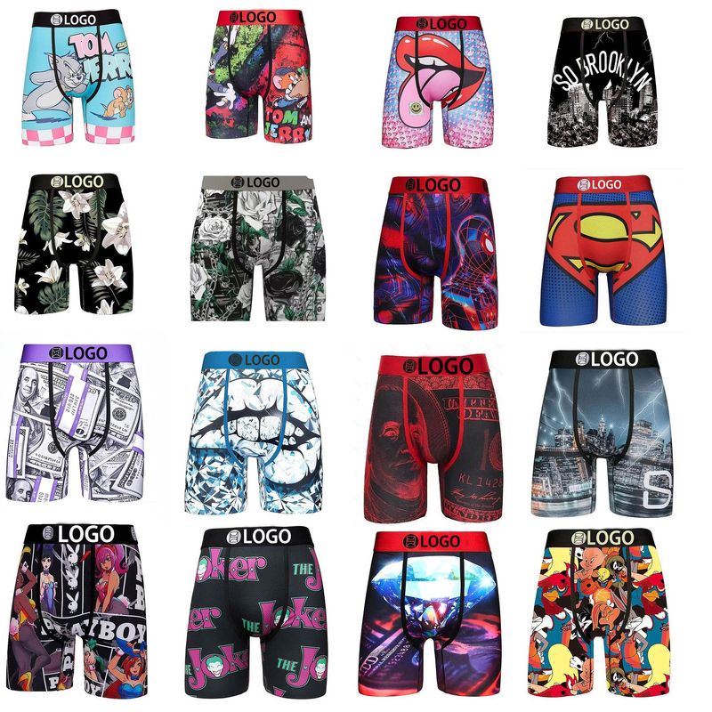 [Cross-border Explosions] American Fashion Brand PSD Men's Underwear Printing Sports Running Fitness Boxing Boxer Panties