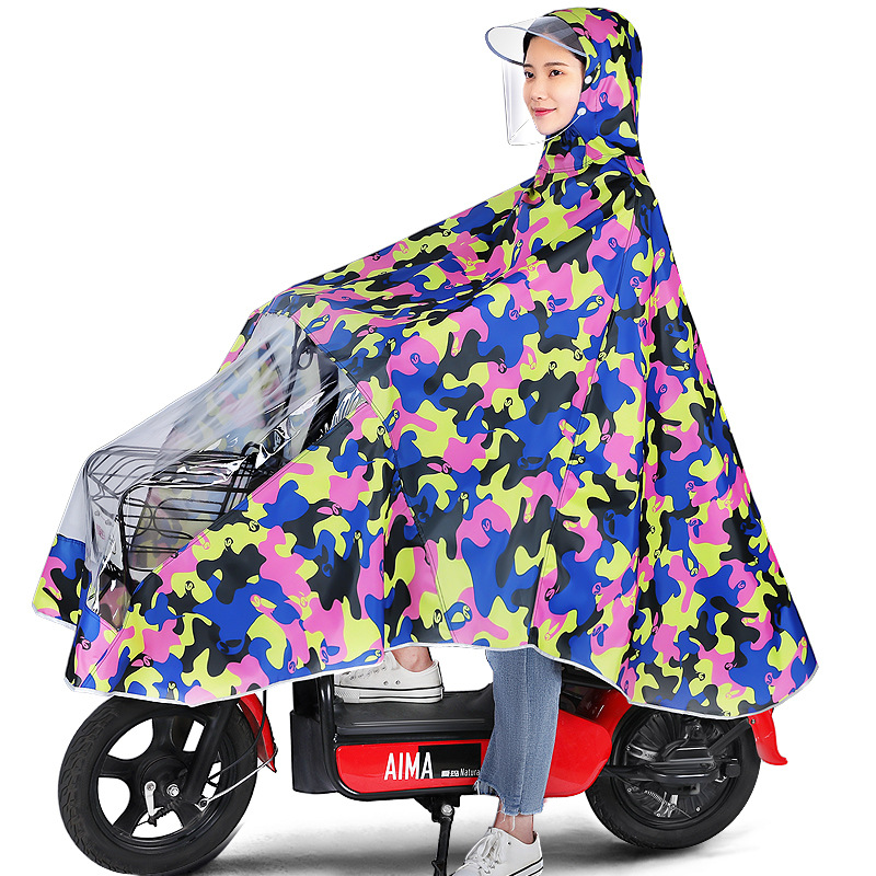 Batería eléctrica coche impermeable camuflaje cuerpo completo extra-grande engrosada hombres y mujeres de la motocicleta ciclismo solo poncho de verano a prueba de lluvia