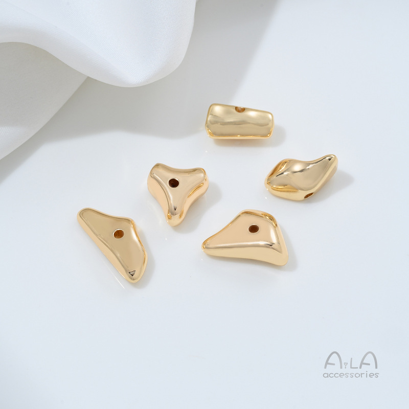铜镀14K金不规则异形小碎金隔珠手工diy水晶串珍珠手项链饰品配件|undefined