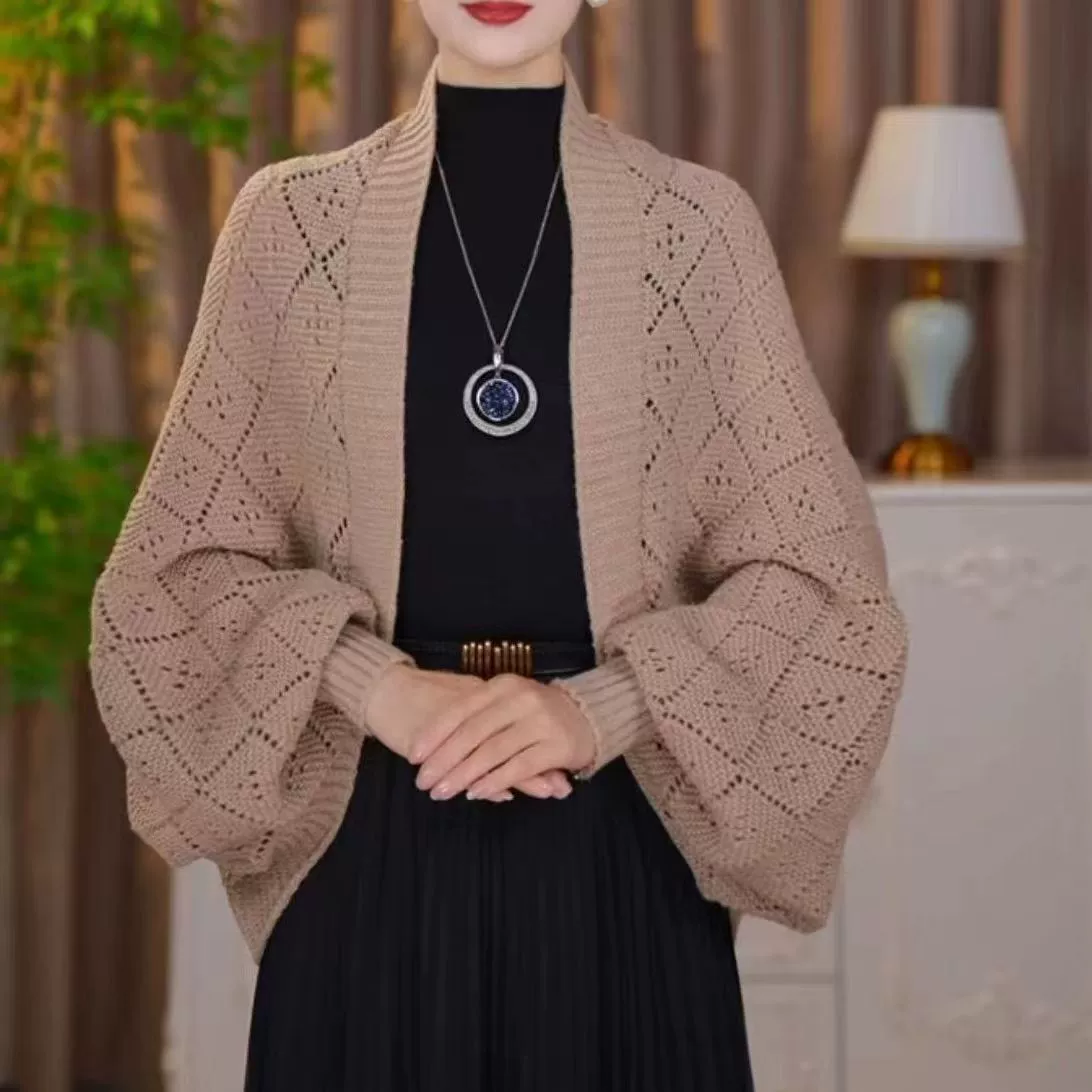 Демисезонное knitted Cloak, женский кардиган slim-fit с бриллиантовой вязкой, длина 145 см