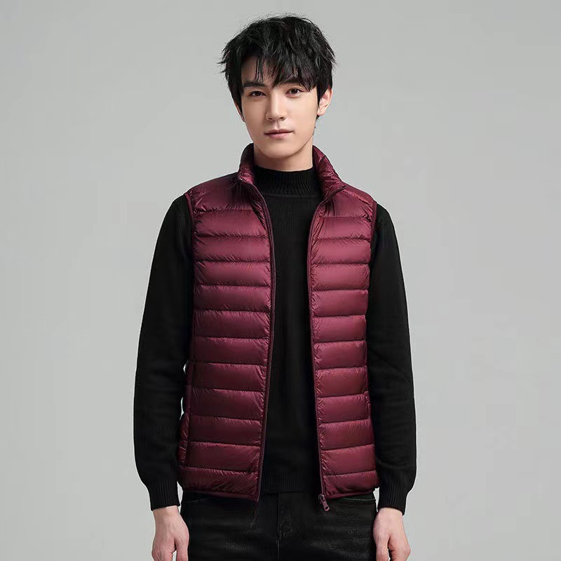 Comercio exterior 2023 otoño y invierno ligero con chaleco de algodón de lana para hombres Casual sin mangas de algodón de collar de hombro chaleco de caballo clip