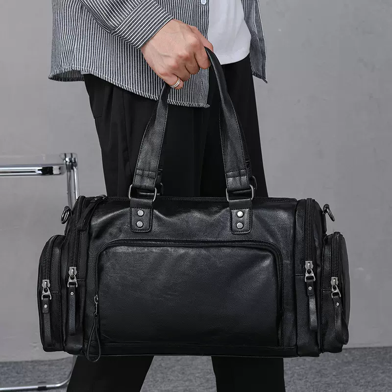 简约现货批发韩版经典横款男士手提单肩包大容量旅行包潮流男挎包