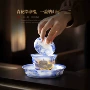 青花手绘家用功夫盖碗