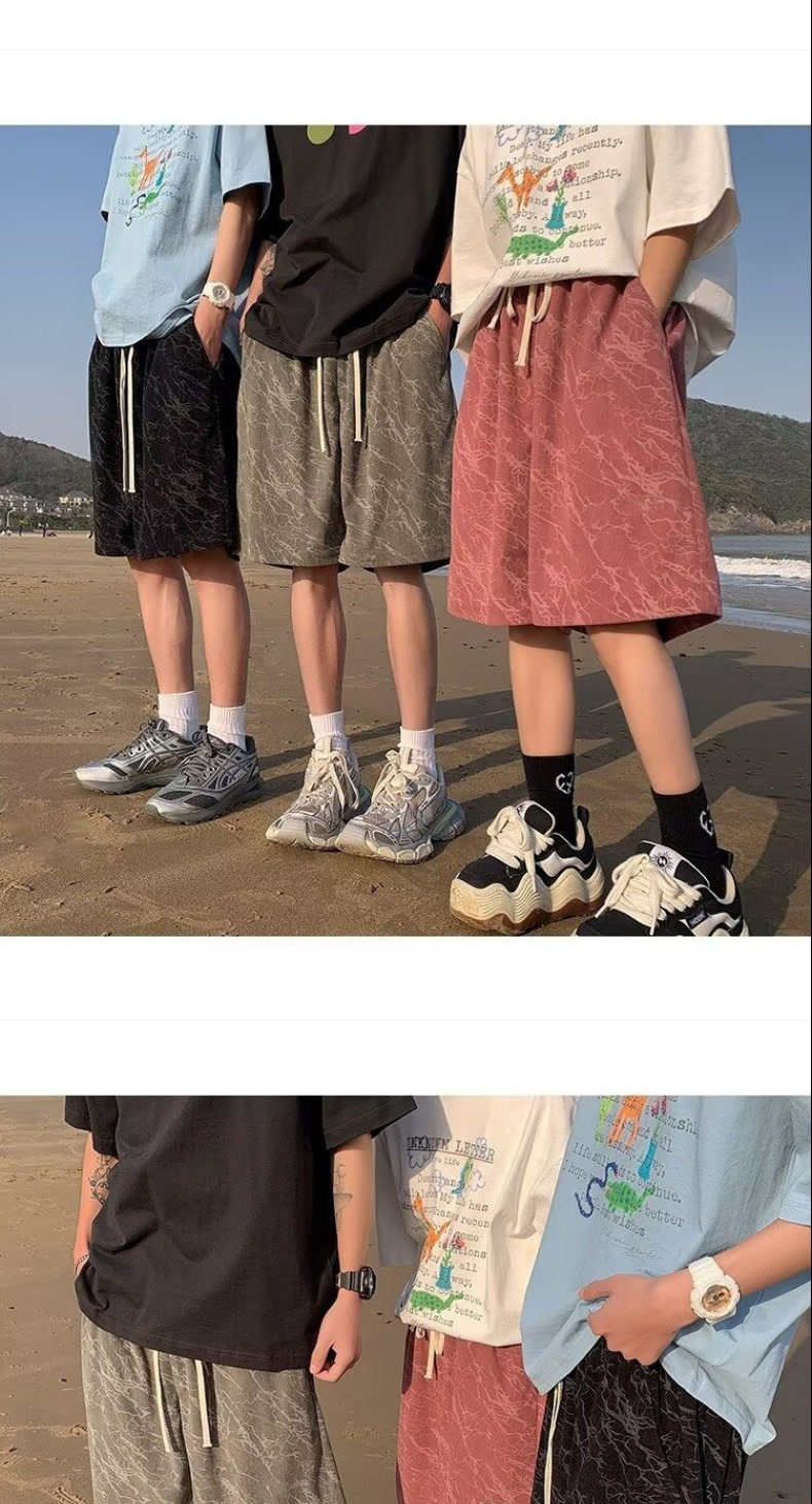Men's Heavyweight Drape Casual Shorts Loose Fit Mid Waist Drawstring Summer Thin Plus Size Elegant Basic Trendy Brand_viptrois.com