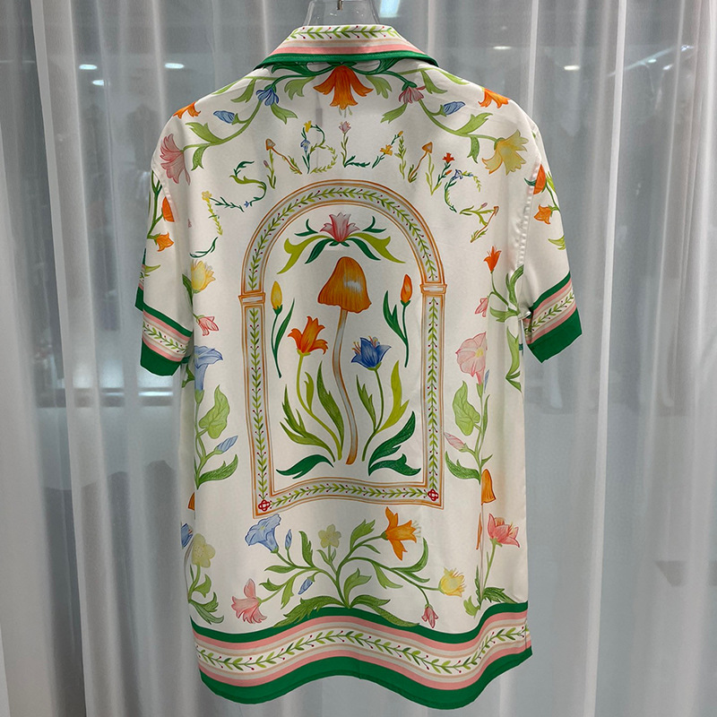 2023 verano nuevo europeo y americano transfronterizo Comercio exterior Juventud Popular impresión digital de los hombres florales de moda camisa de manga corta