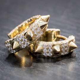 亚马逊个性炫酷铆钉镶锆石耳环冷淡风耳饰创意设计不掉色别致设计