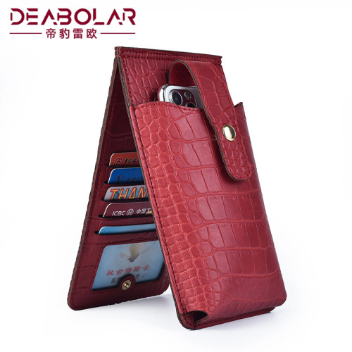 Wallet women's crocodile pattern mini mobile phone bag card holder shoulder crossbody small bag buckle mobile phone leather case women's wallet