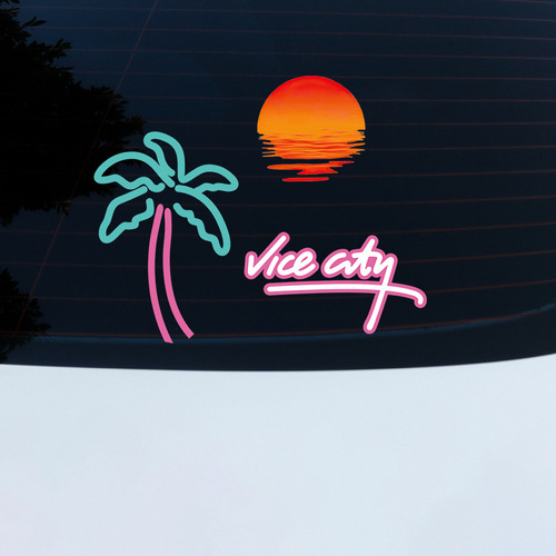 Foreign trade car personality and fun sunset car stickers electric car scratch stickers side window glass decoration fuel tank stickers